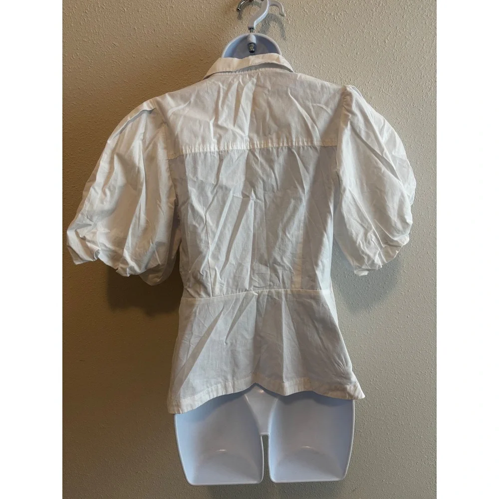 NWT Anthropologie Wrap Blouse XS White‎ Puff Sleeve Cotton Romantic Cottagecore